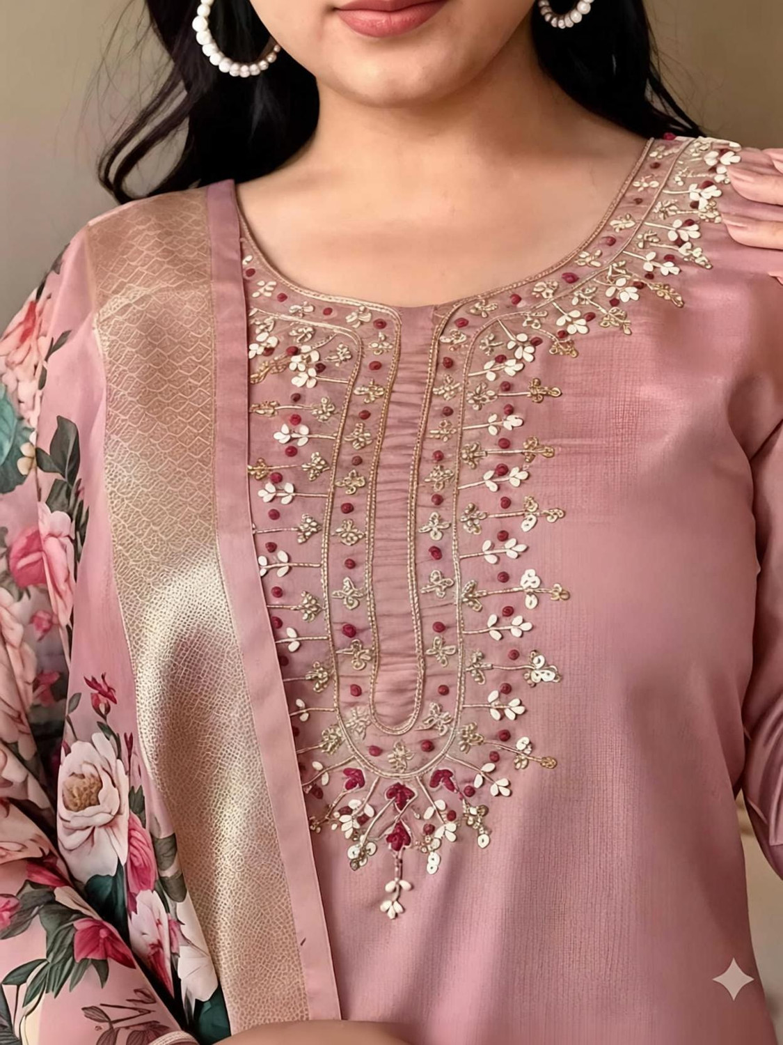 Image of Dwarkesh Embroidered Kurta, Trouser /Pant & Dupatta Set