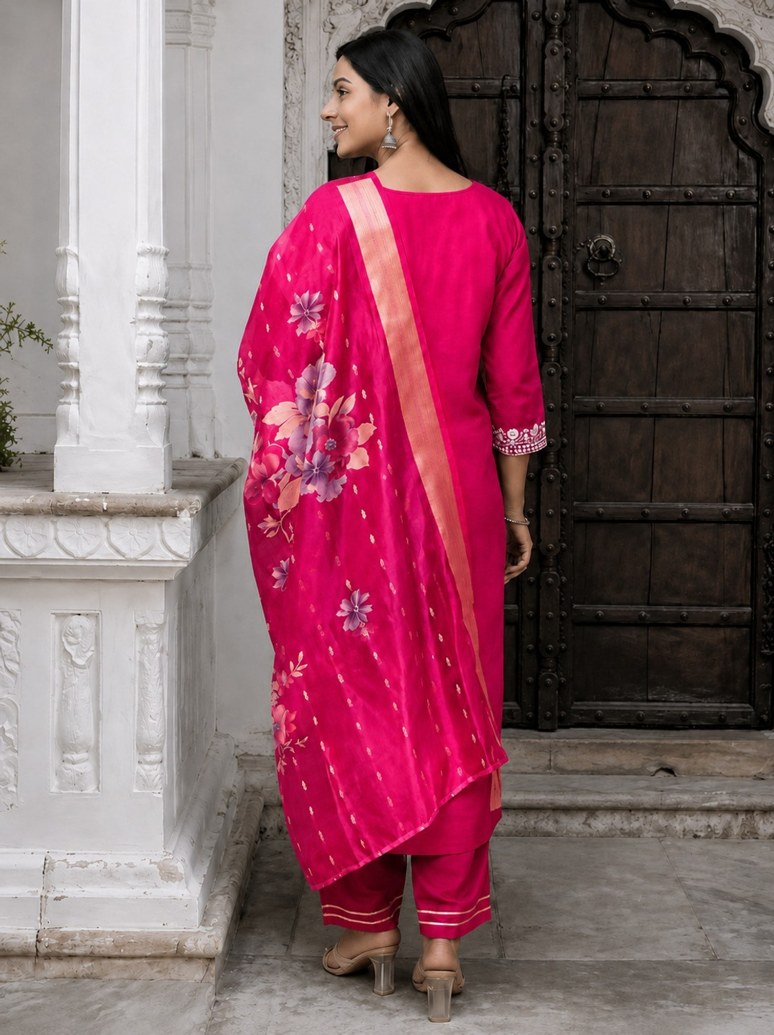 Image of Krushant FASHION Embroidered Kurta, Trouser /Pant & Dupatta Set