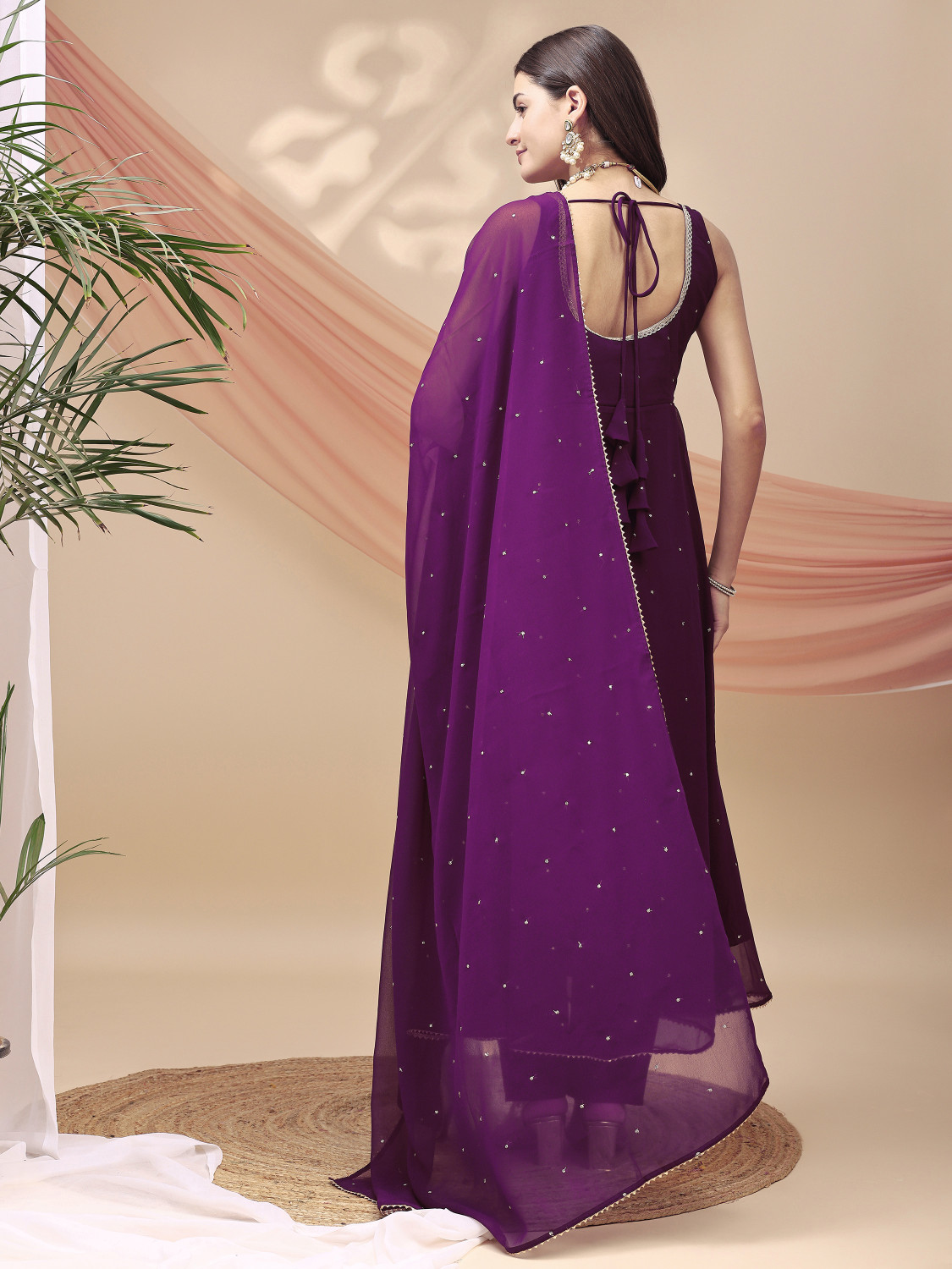 Image of TextileNow Solid Kurta, Sharara & Dupatta Set