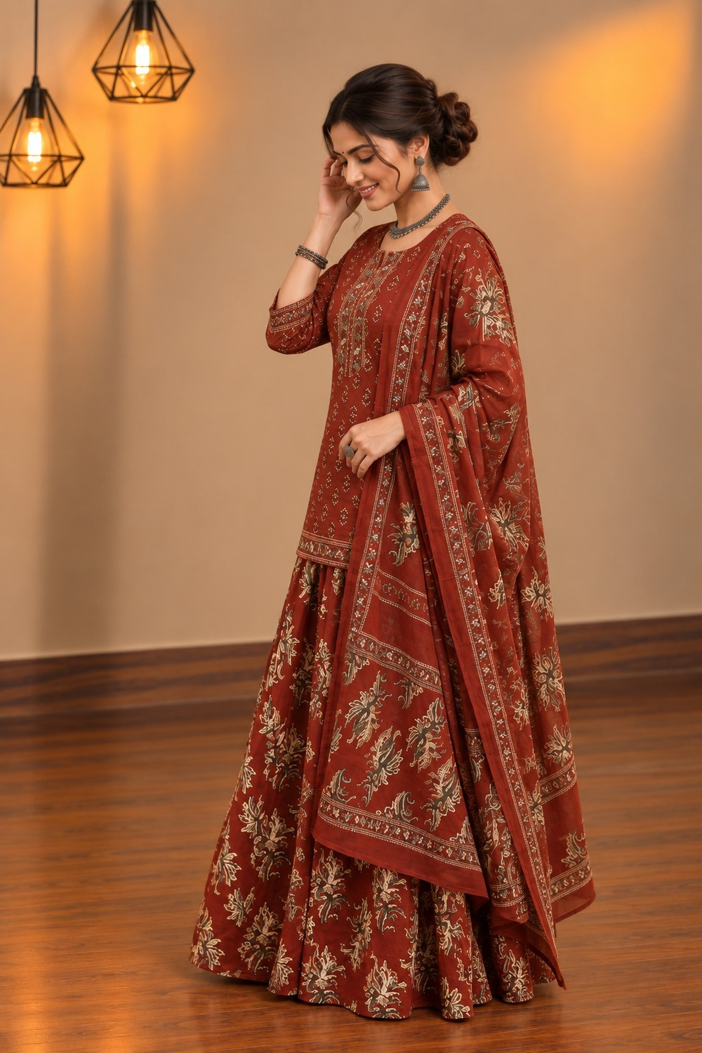 Image of Jaipuri House Printed Kurta, Salwar & Dupatta Set