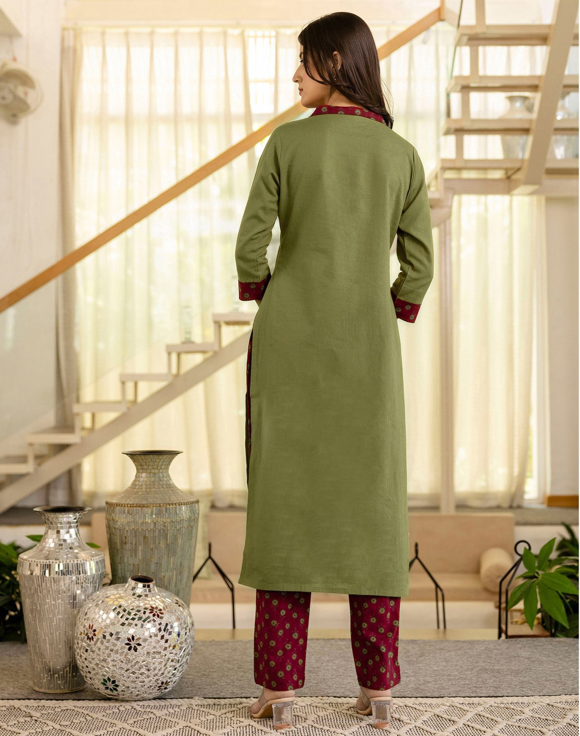 Image of Skylee Printed, Embellished, Floral Print Kurta, Trouser /Pant & Dupatta Set