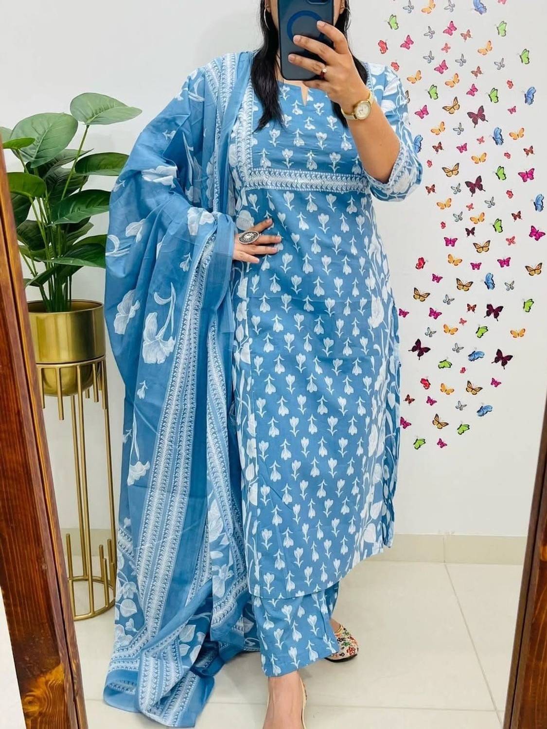 Aanganedit Printed Kurta, Palazzo & Dupatta Set