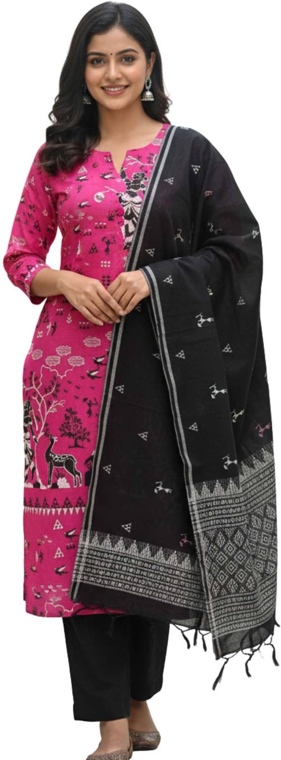 blimzone Self Design Kurta, Churidar & Dupatta Set