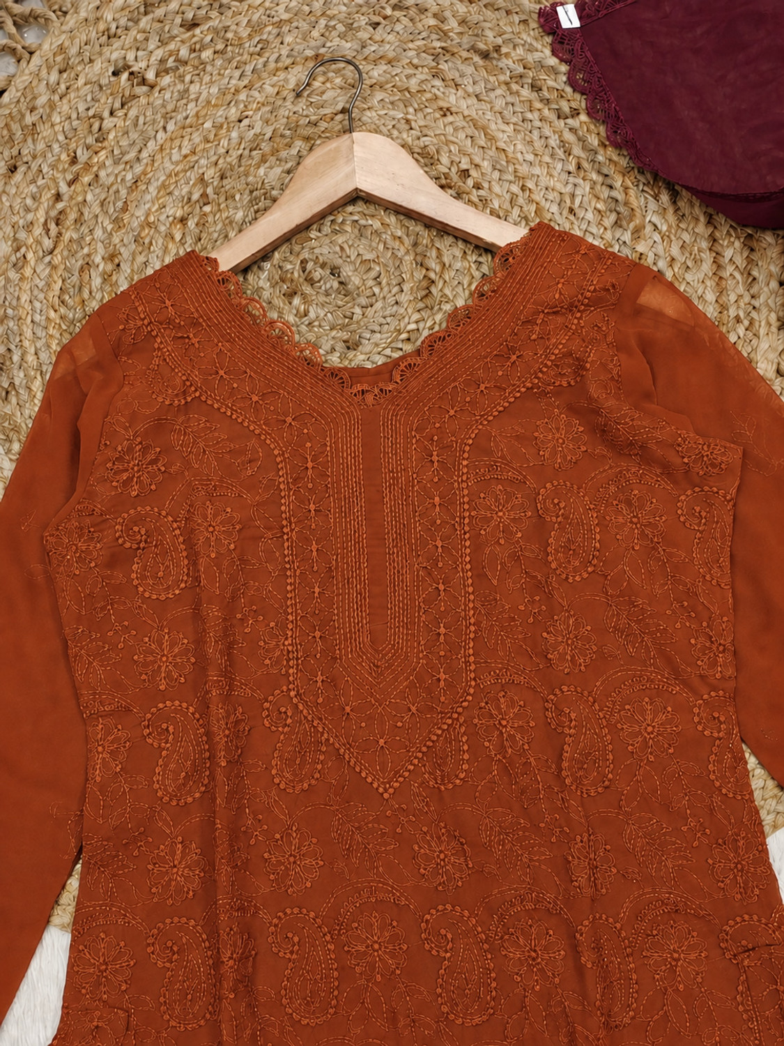 Image of SareeWeb Embroidered Kurta, Palazzo & Dupatta Set