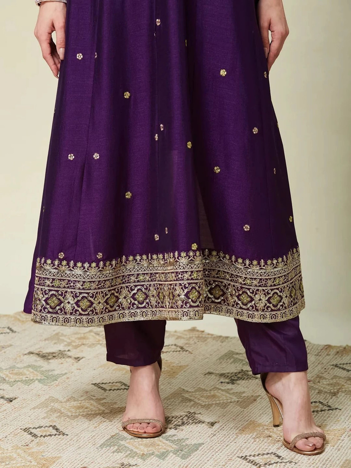 Image of rutva Embroidered Kurta, Trouser /Pant & Dupatta Set