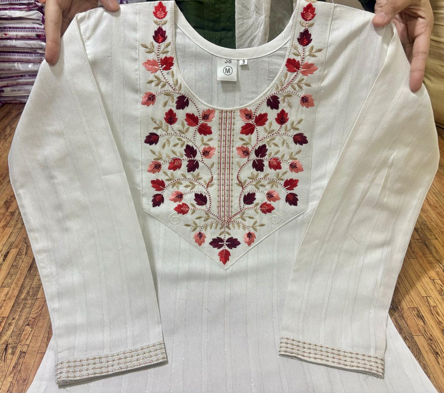Image of UMI CREATION Embwhite Embroidered Kurta, Trouser /Pant & Dupatta Set