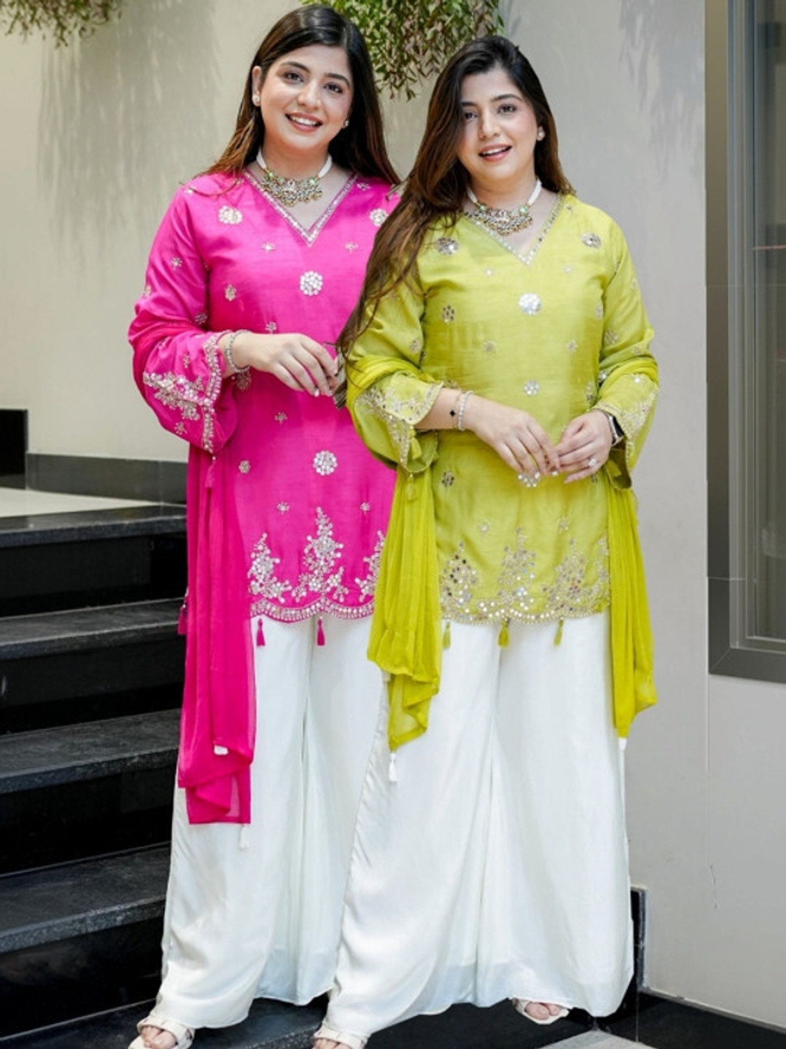 Image of Wtune Women Kurti Palazzo Dupatta Set