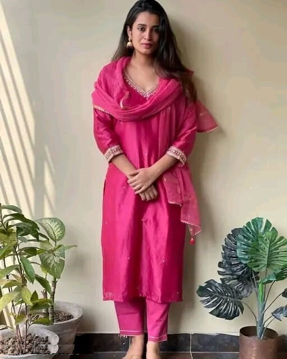 Image of MAA SHAKTI ENTERPRISE Self Design Kurta, Trouser /Pant & Dupatta Set