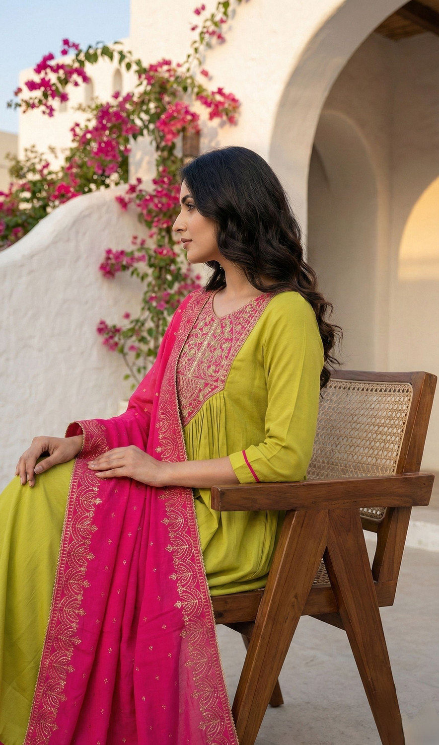 Image of New Ethnic 4 You Women Kurti Pant Dupatta Set