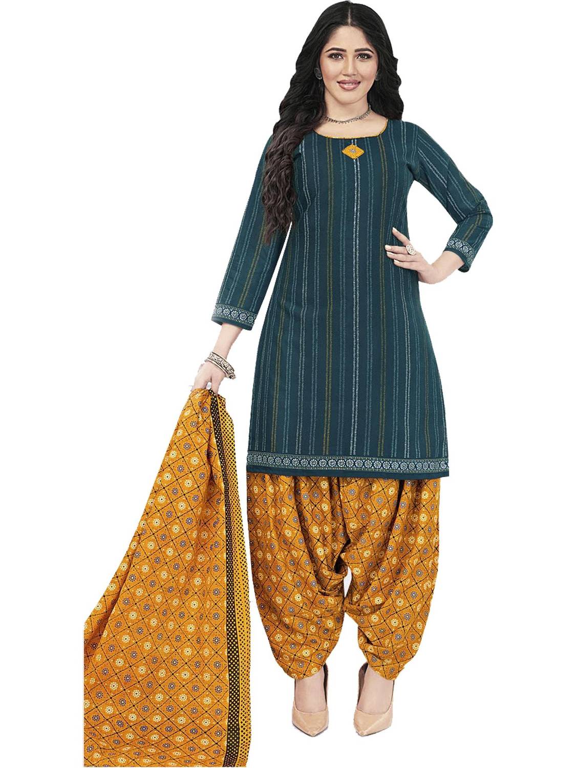 amozo Printed Kurta, Patiala & Dupatta Set