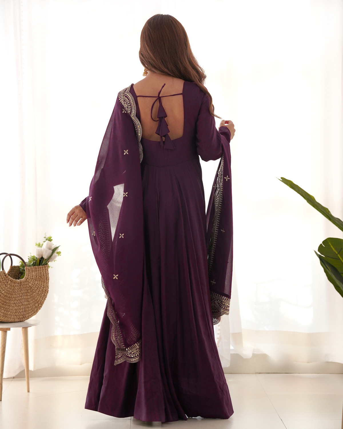 Image of LABELKBBRAND Embroidered Anarkali Kurta, Bottom & Dupatta Set