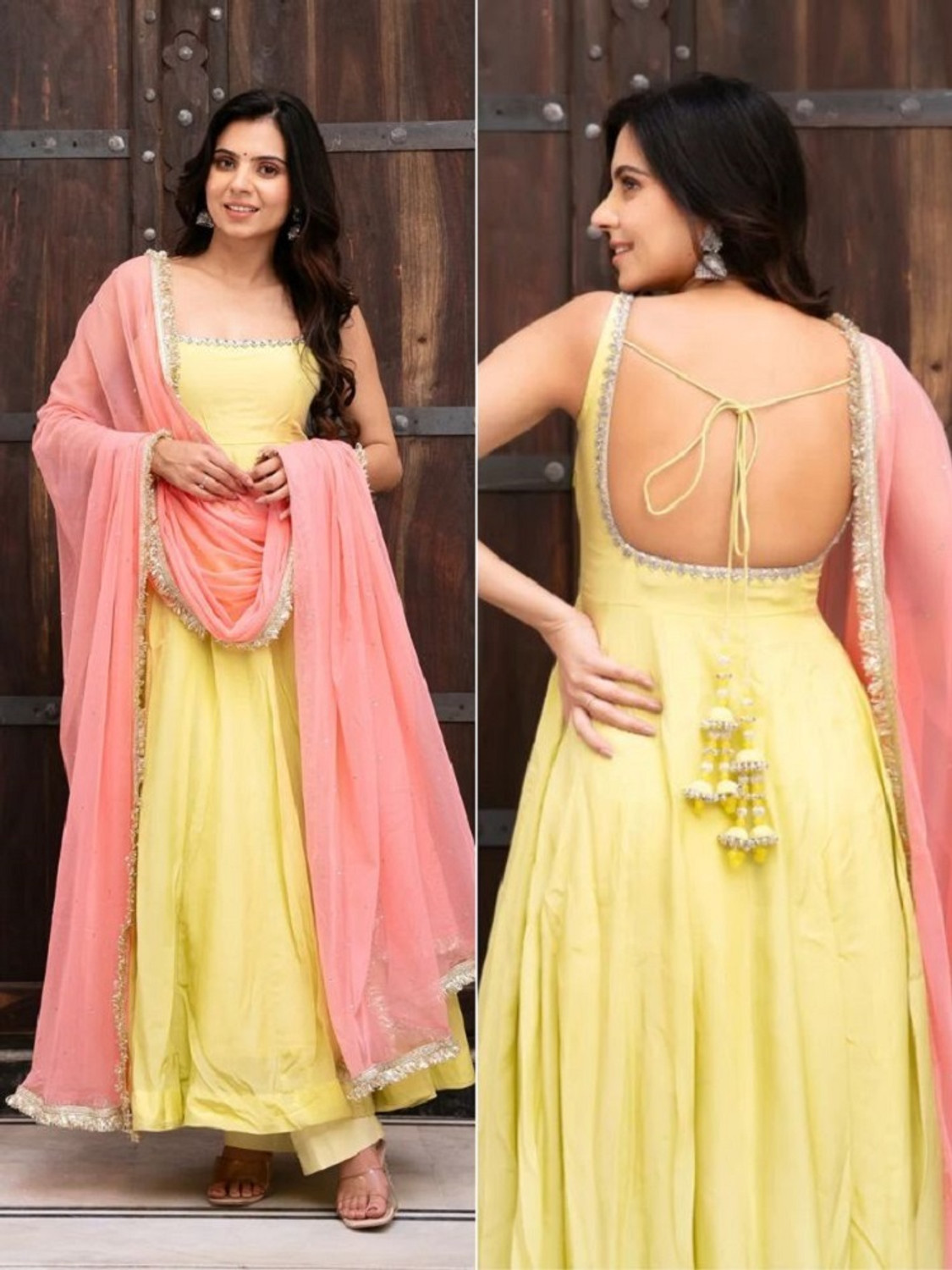 TRANDTIDE Solid Anarkali Kurta, Bottom & Dupatta Set