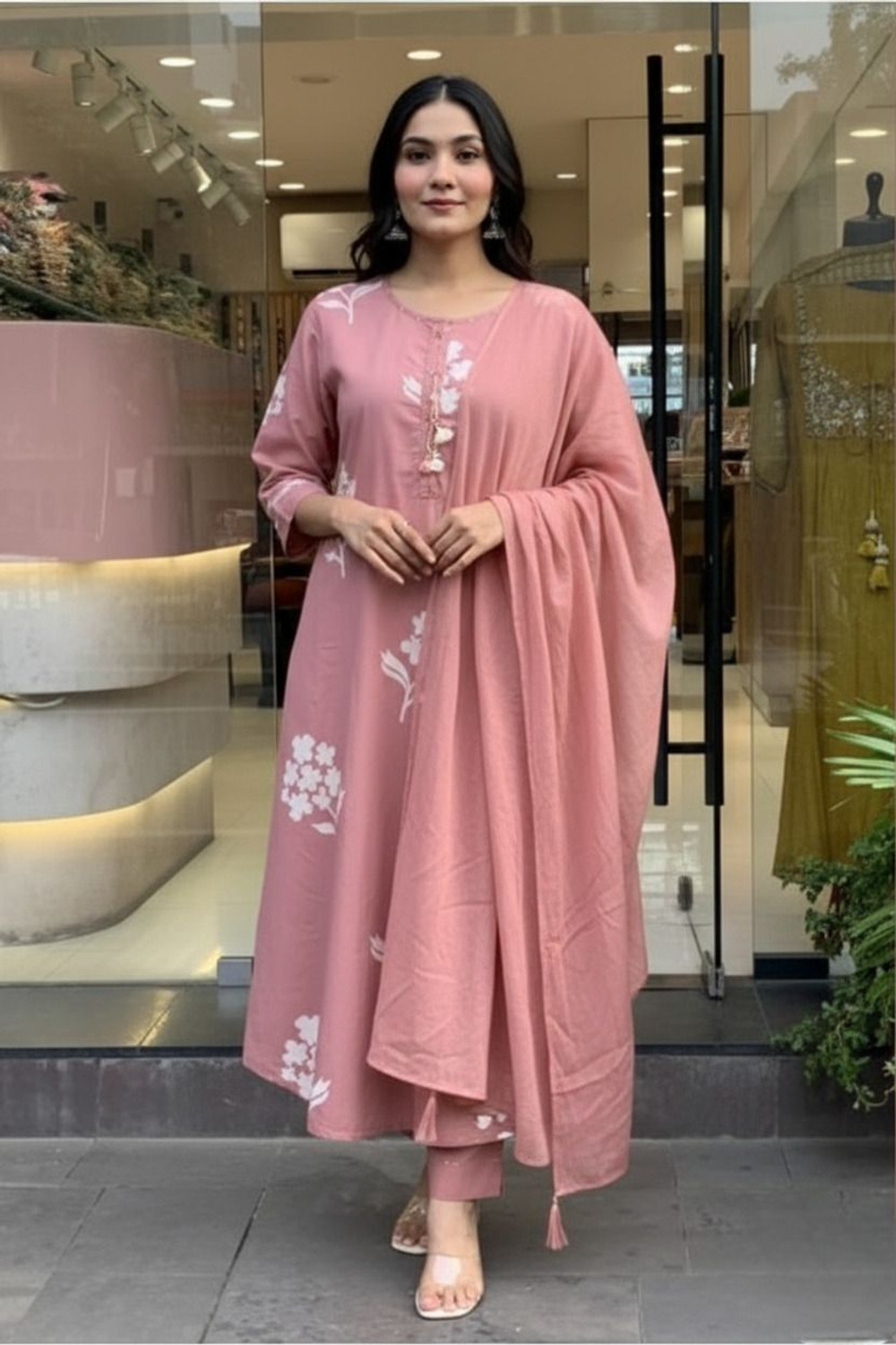 Image of BNA BNAYA Printed Kurta, Trouser /Pant & Dupatta Set