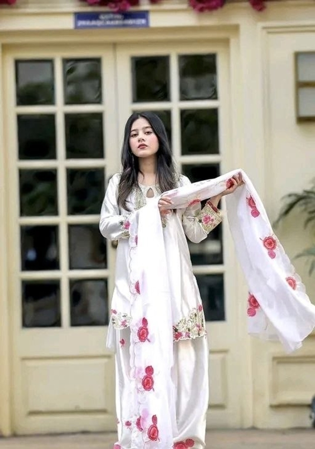 Image of TEAL TITALI Embroidered Kurta, Patiala & Dupatta Set