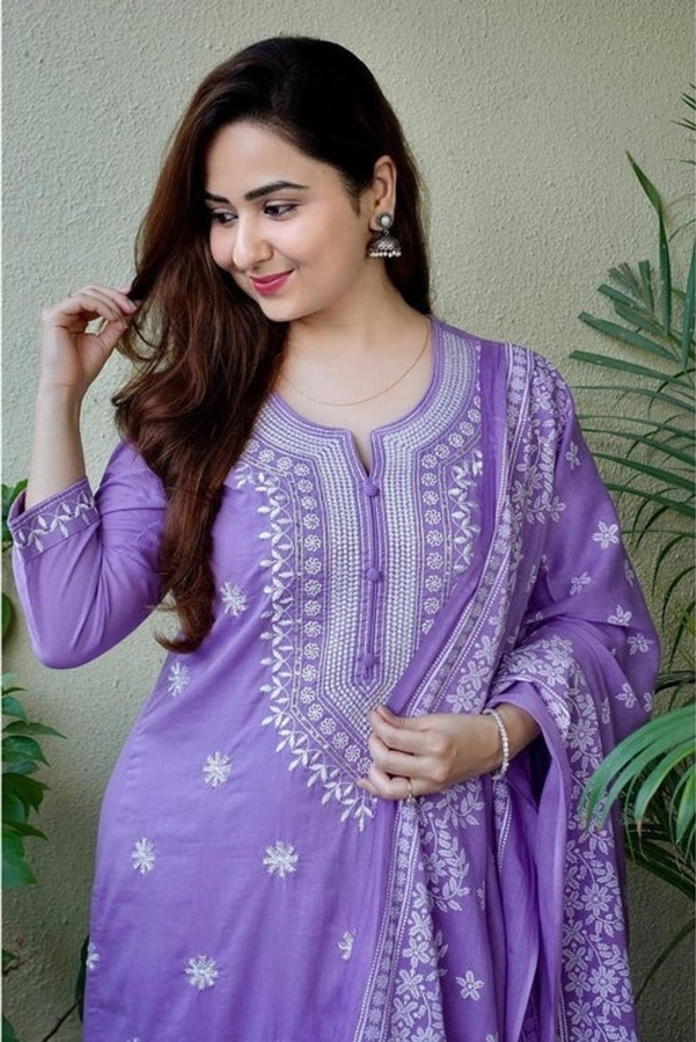 Image of GLOWCROWN Embroidered Kurta, Trouser /Pant & Dupatta Set