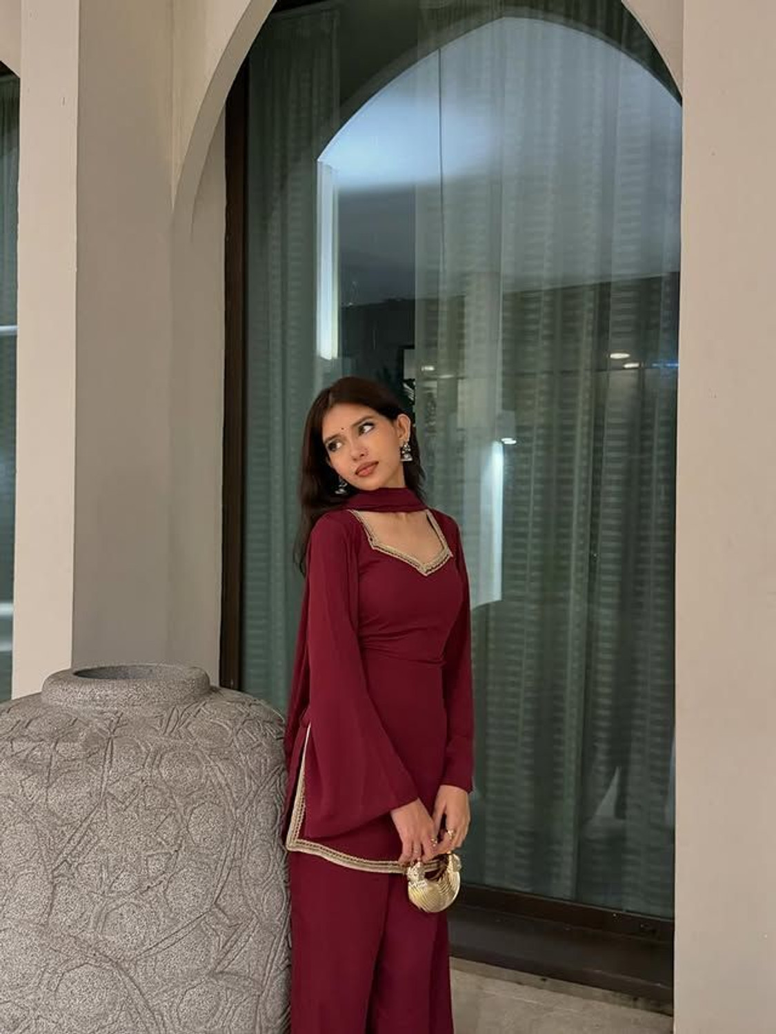 Image of Shivansh enterprise Embellished Kurta, Palazzo & Dupatta Set