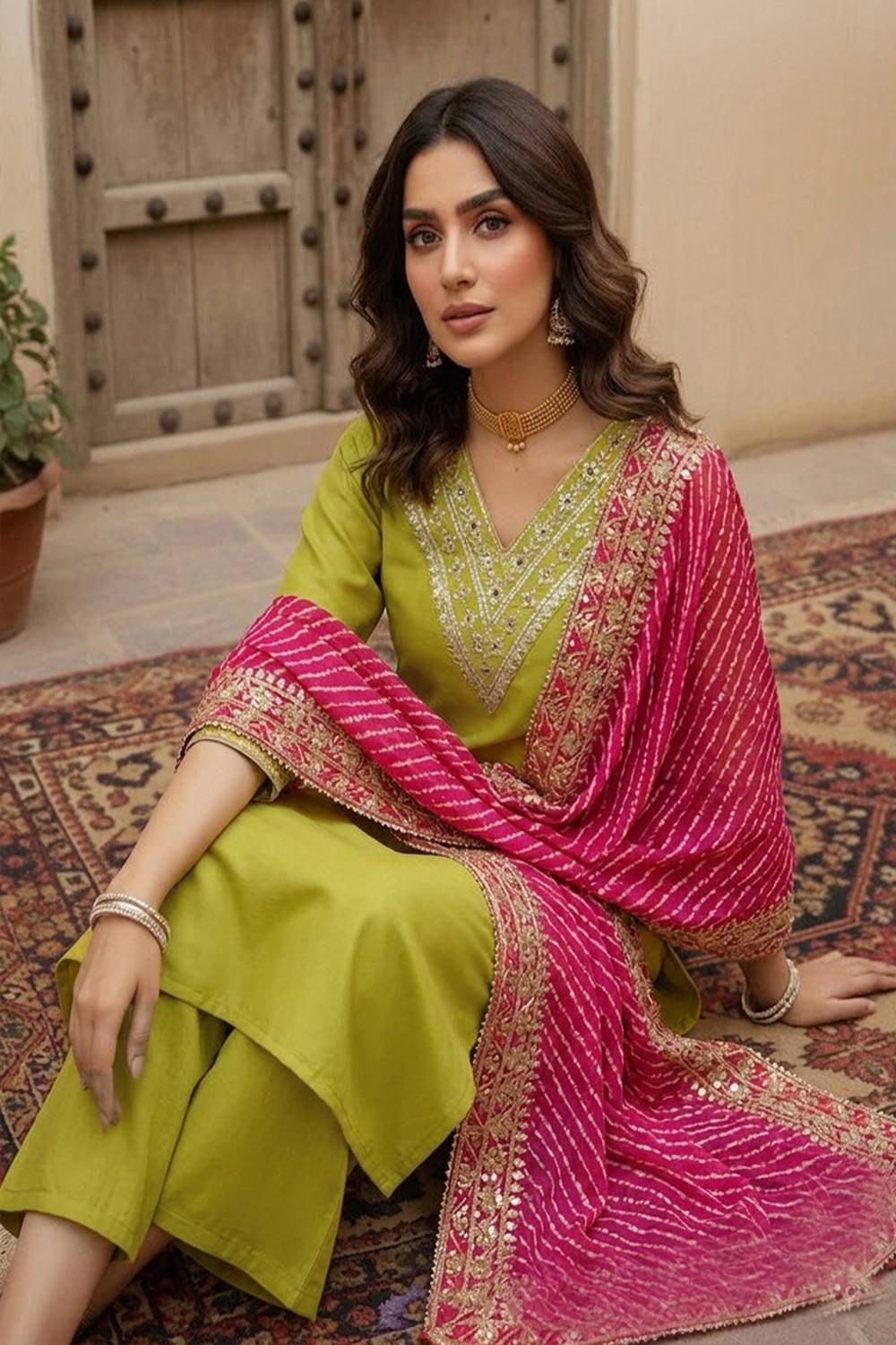 ANERITEXARC Embroidered Kurta, Trouser/Pant & Dupatta Set