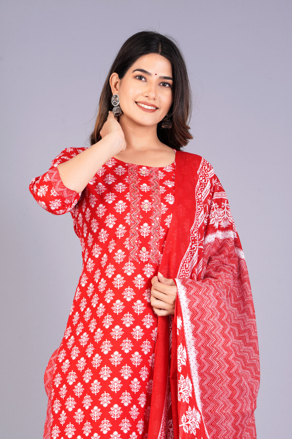 Image of Mishree collection Printed Kurta, Trouser /Pant & Dupatta Set