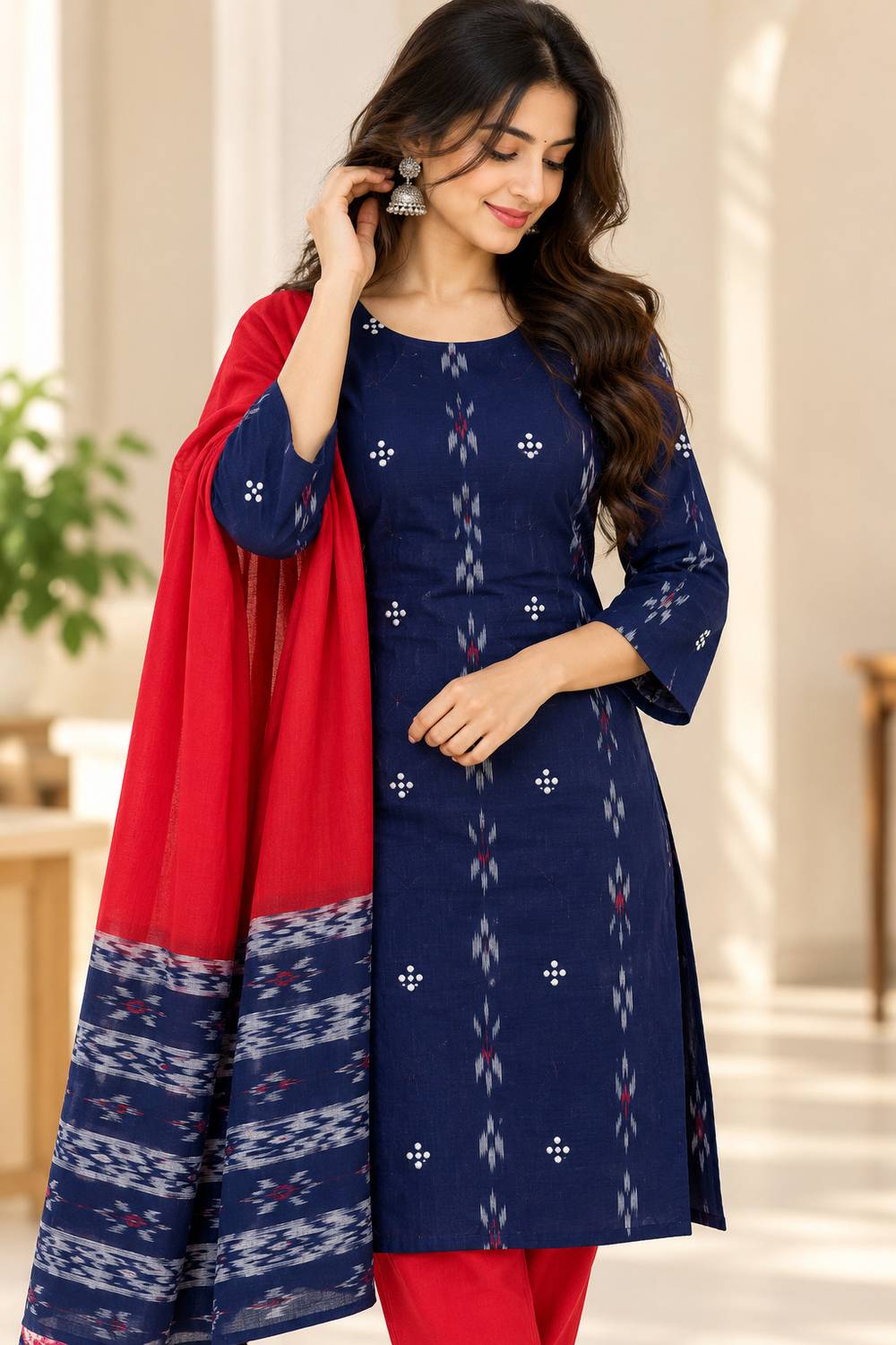 blimzone Self Design Kurta, Trouser/Pant & Dupatta Set