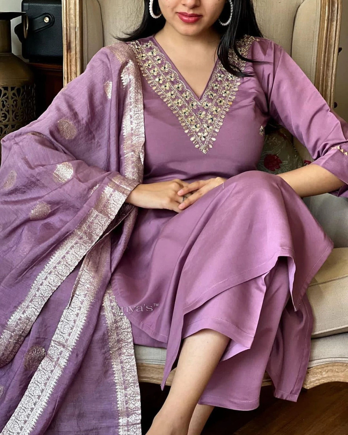 Image of MAA SHAKTI ENTERPRISE Self Design Kurta, Trouser /Pant & Dupatta Set