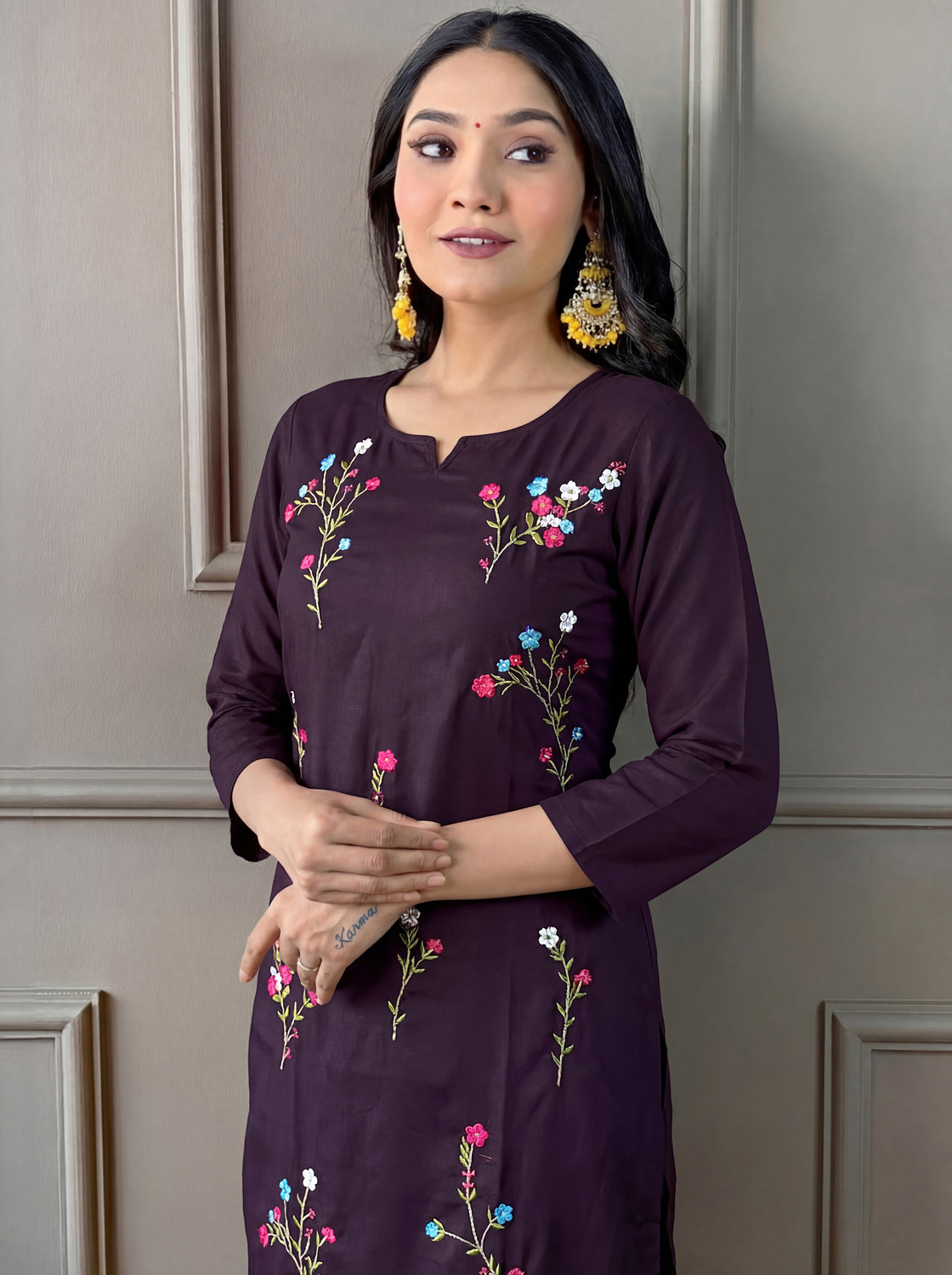 Image of C4A Embroidered Kurta, Trouser /Pant & Dupatta Set