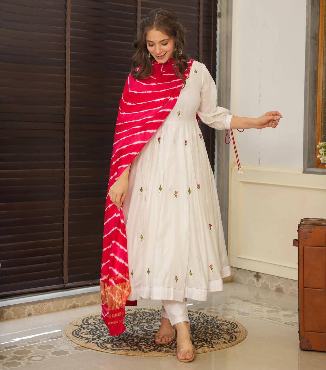Image of AUREVA LIFESTYLE Embroidered Kurta, Trouser /Pant & Dupatta Set