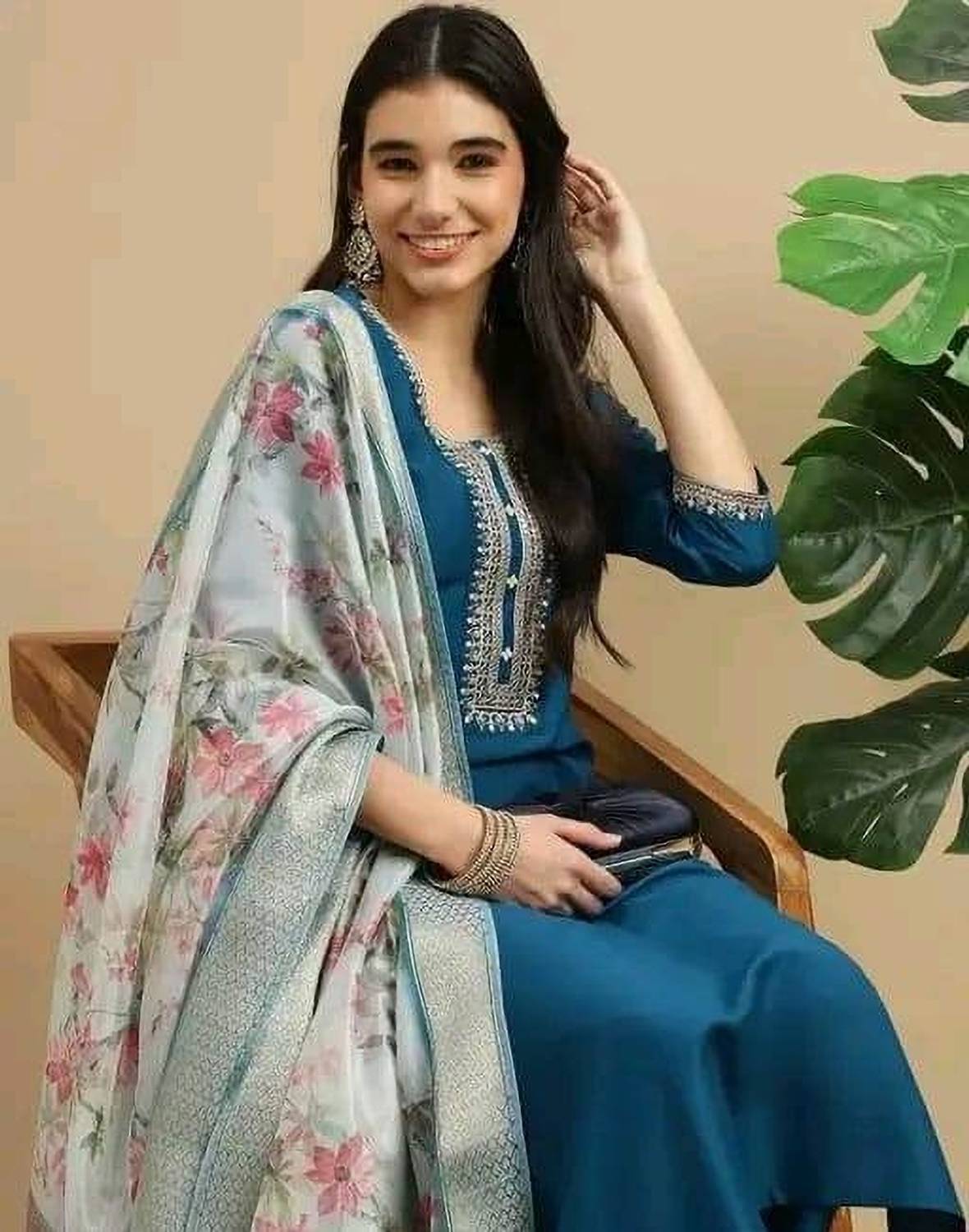 AmbeTextlile Embroidered Kurta, Trouser/Pant & Dupatta Set