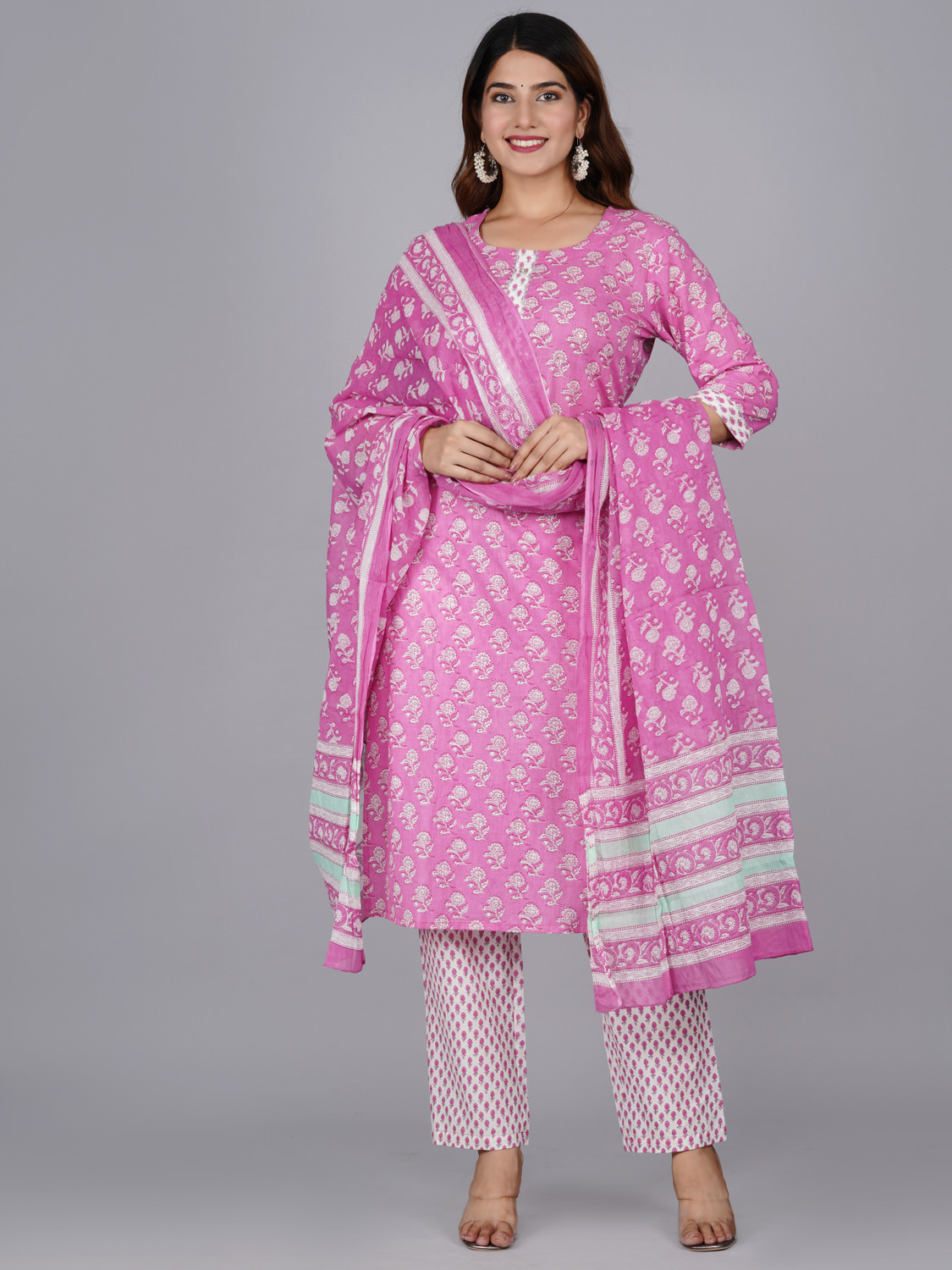 Image of Mishree collection Printed Kurta, Trouser /Pant & Dupatta Set