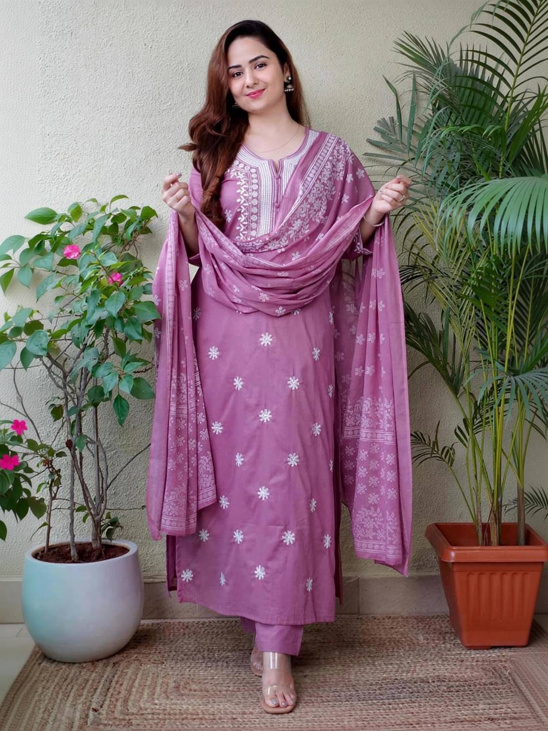 AparnaApparel Embroidered Kurta, Trouser/Pant & Dupatta Set