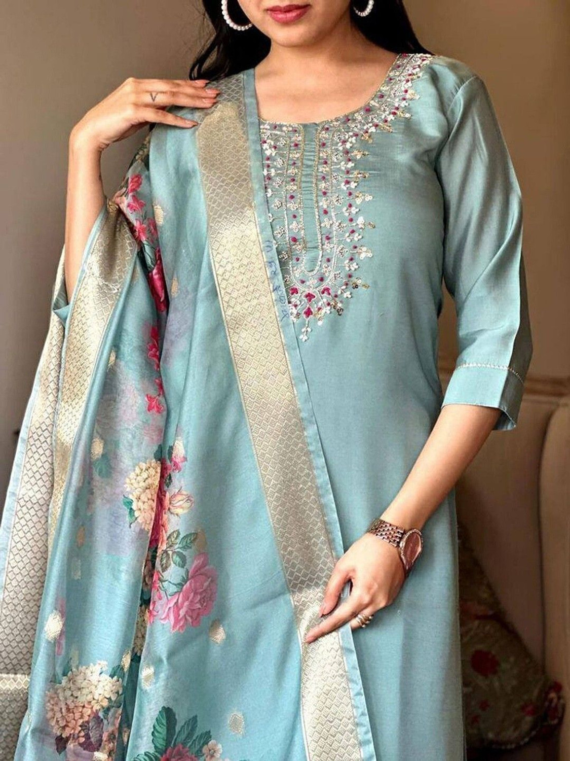 Image of Zinariya Fab Embroidered Kurta, Salwar & Dupatta Set
