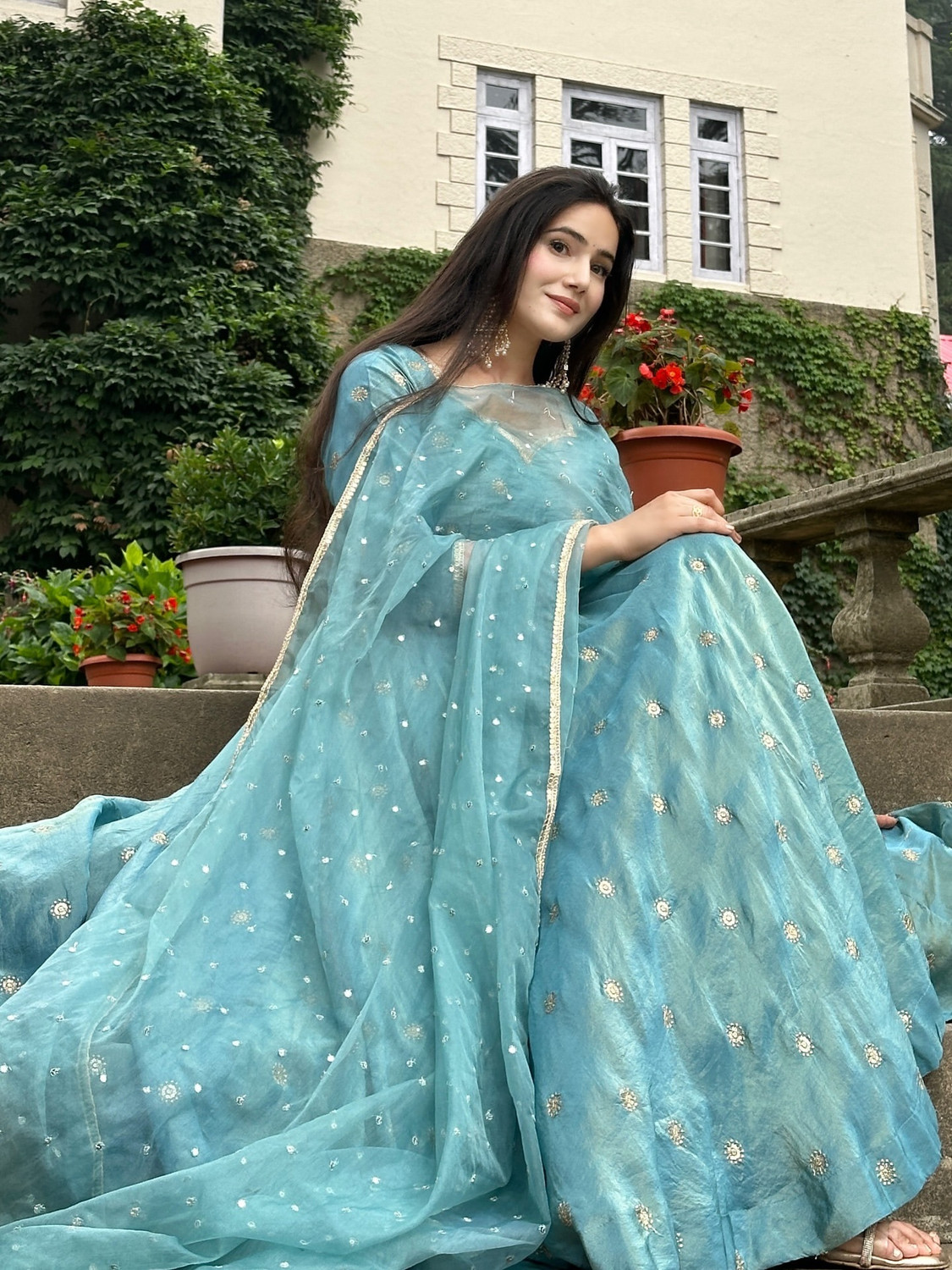 Image of Divastri Embroidered Anarkali Kurta, Bottom & Dupatta Set