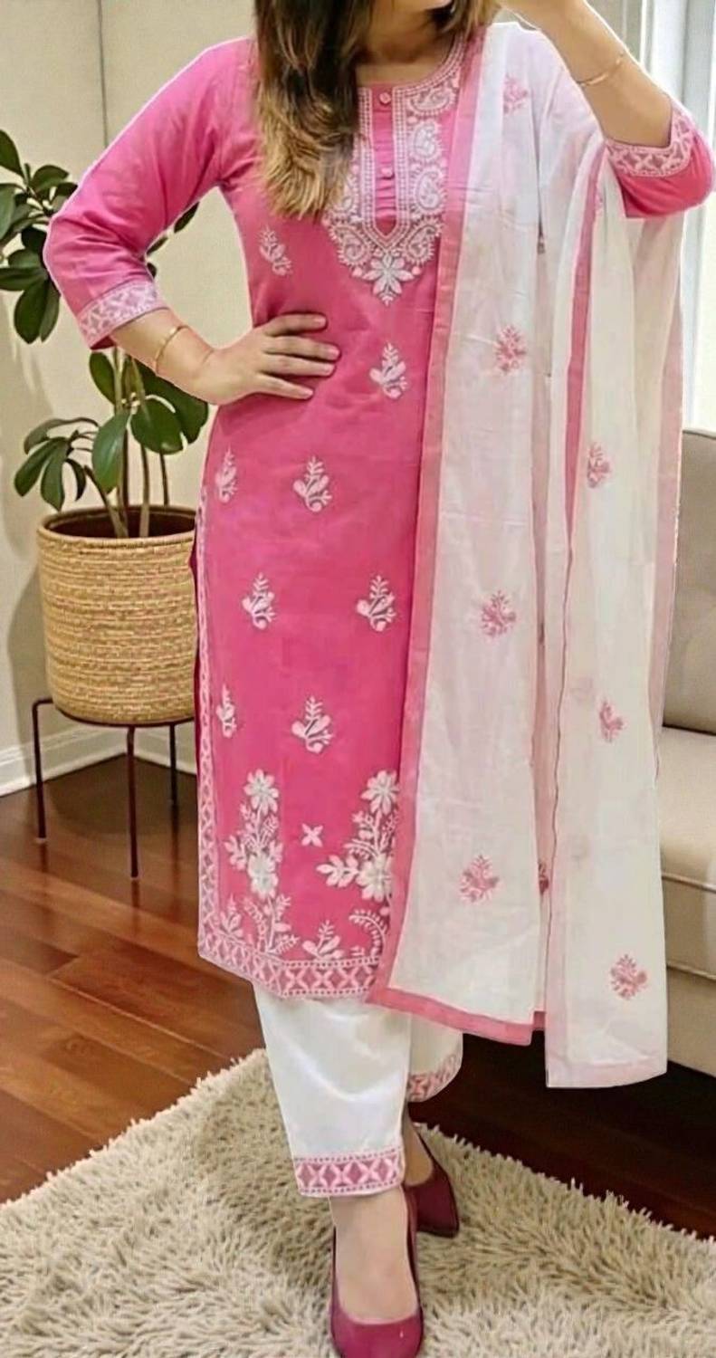 Pihu Embroidered Kurta, Salwar & Dupatta Set - Image 4