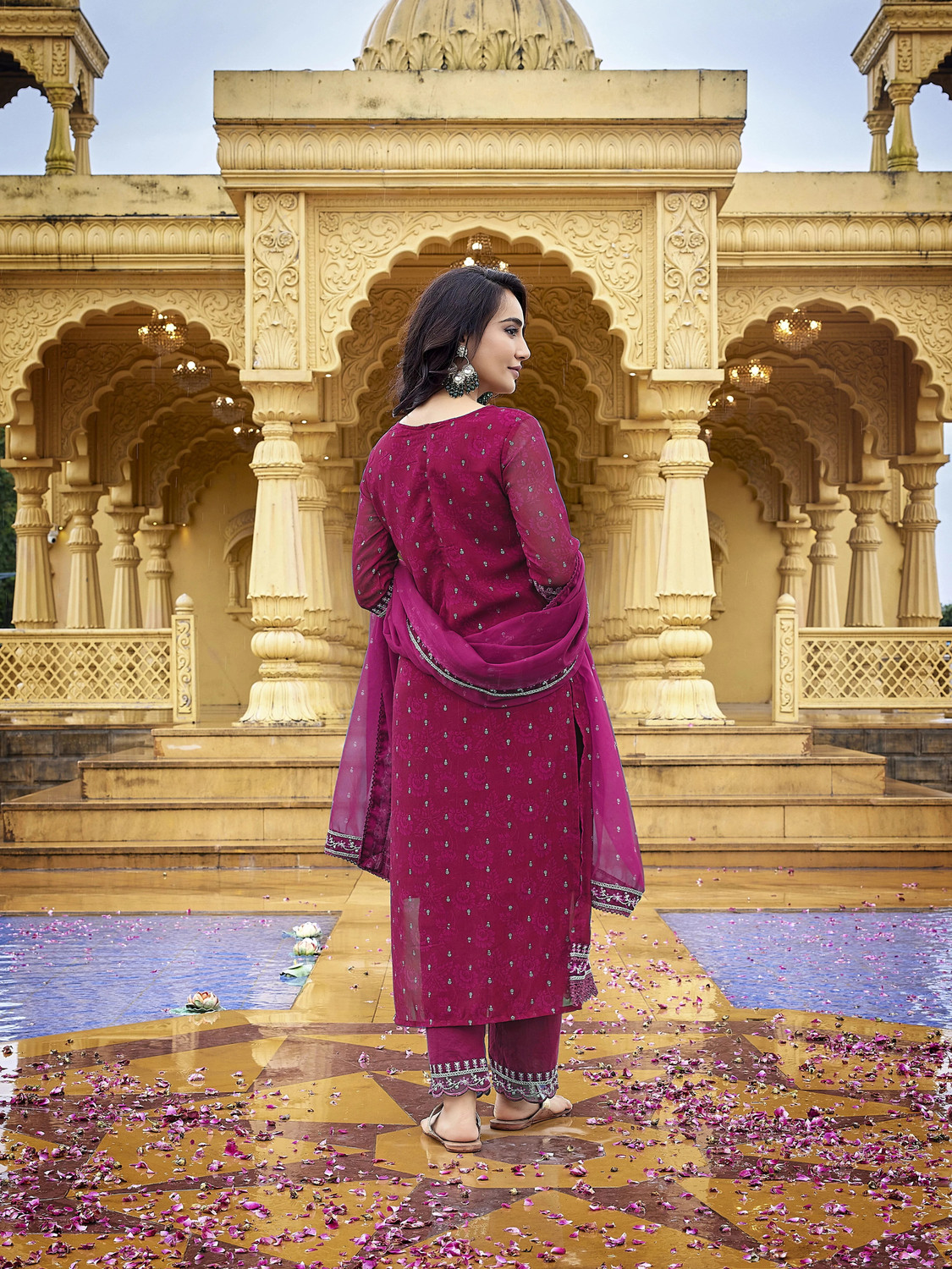 Image of Royal Export Embroidered Kurta, Trouser /Pant & Dupatta Set