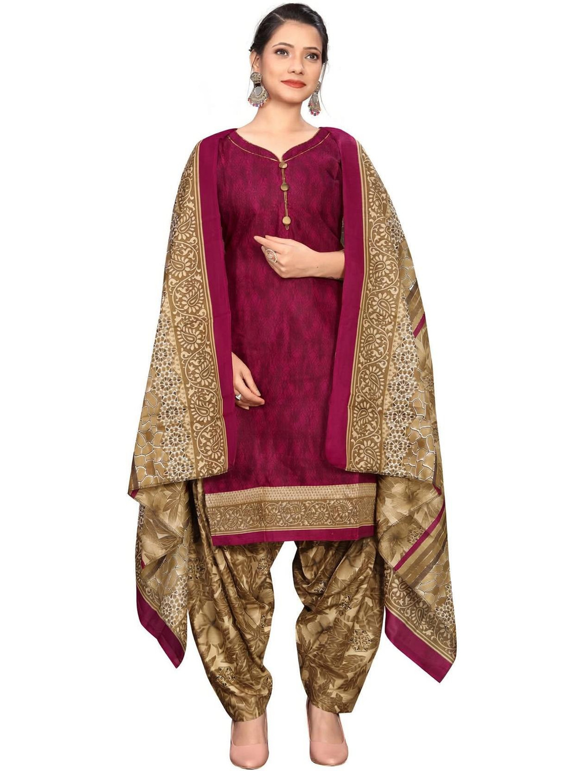 Image of Aaradhya Fashion Printed Kurta, Patiala & Dupatta Set