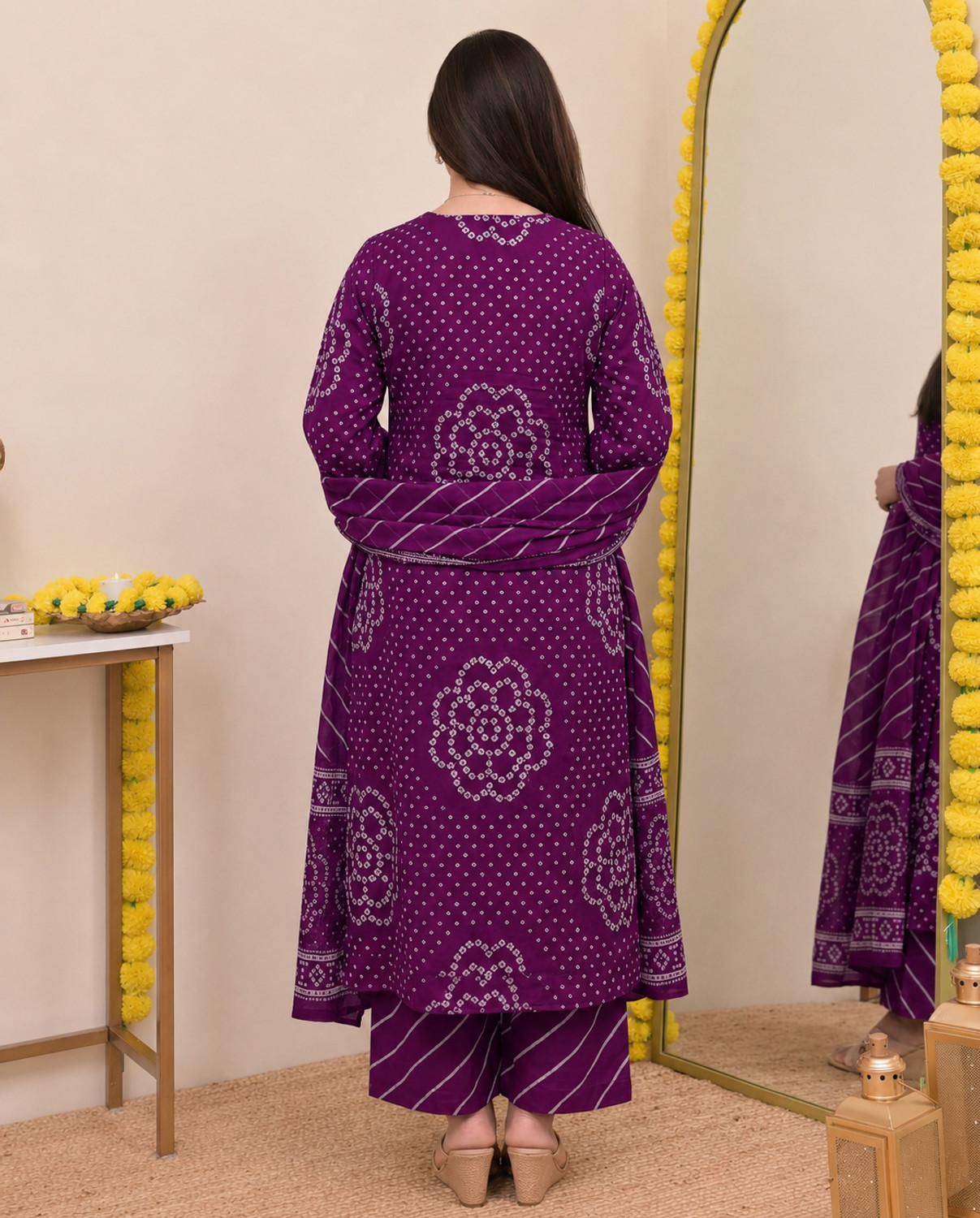 Image of KBZ Printed Kurta, Palazzo & Dupatta Set
