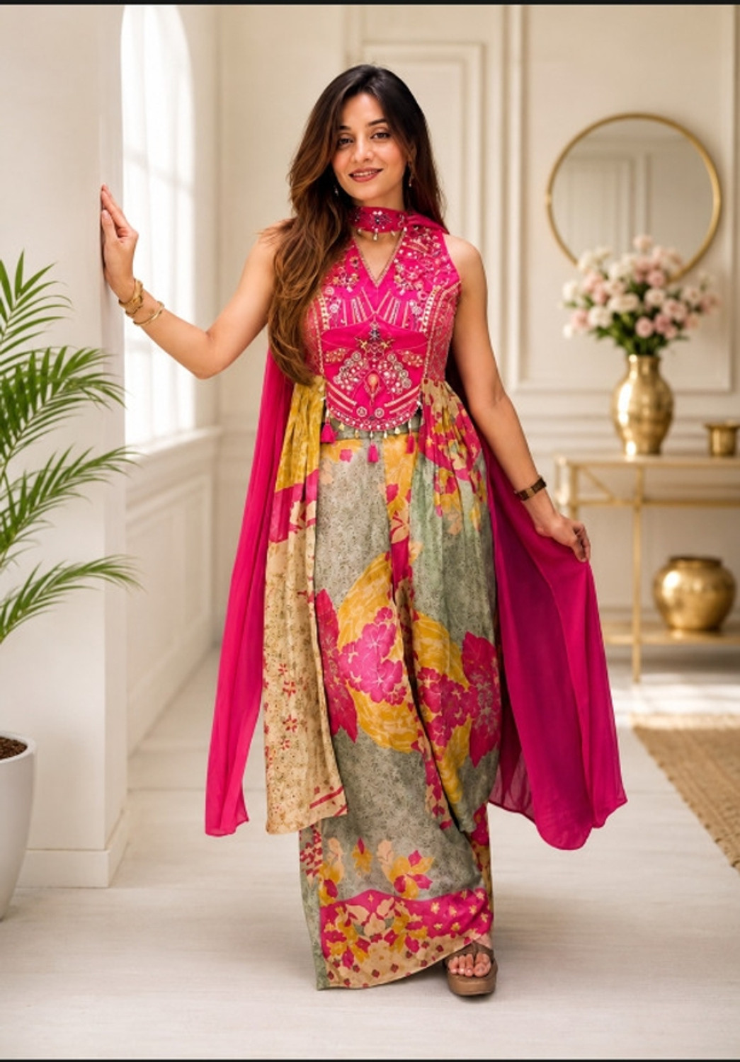 Image of RAHI Embroidered Kurta, Dhoti Pant & Dupatta Set