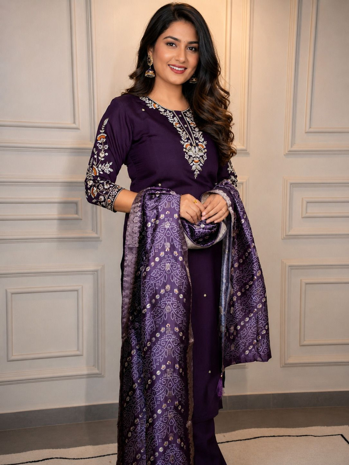 Image of Divastri Embroidered Kurta, Trouser /Pant & Dupatta Set