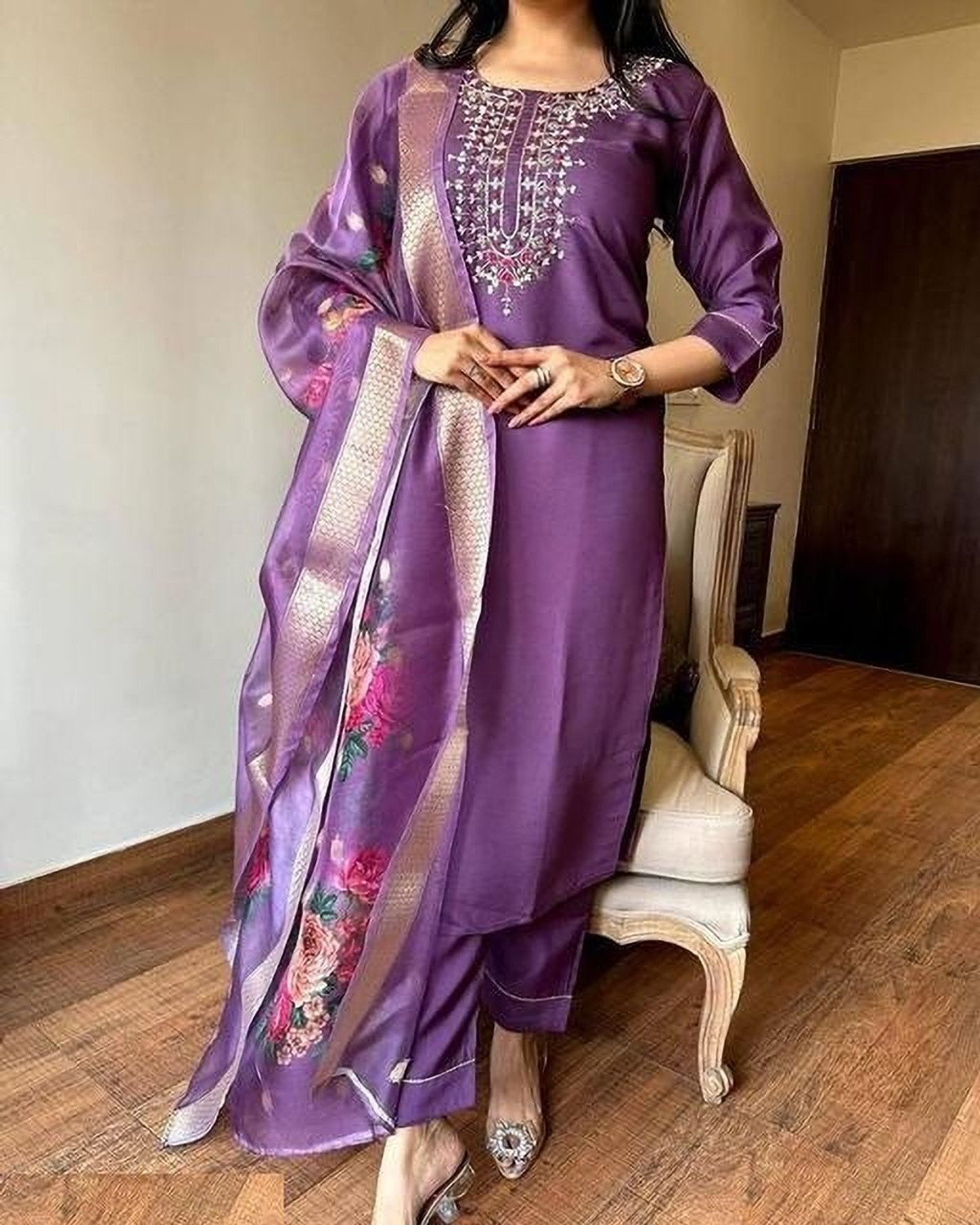 Image of Zinariya Fab Embroidered Kurta, Salwar & Dupatta Set