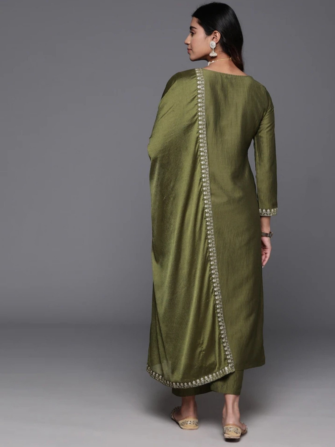 Image of Vaidehi Fashion Embroidered Kurta, Trouser /Pant & Dupatta Set