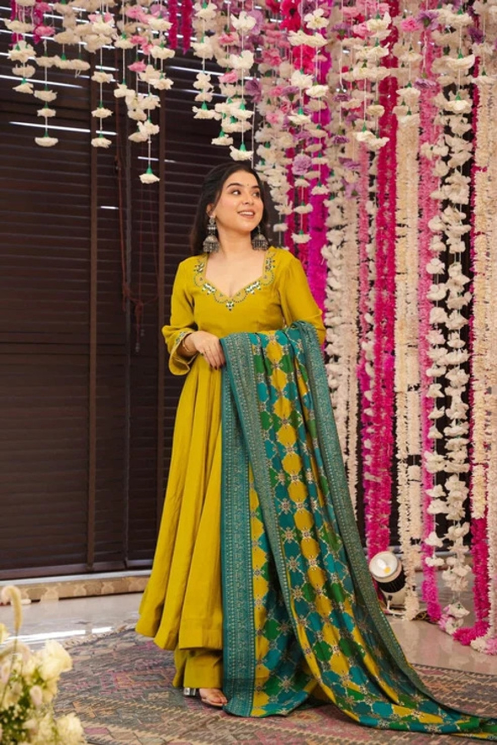 Image of Happy Design Women Kurta Palazzo Dupatta Set
