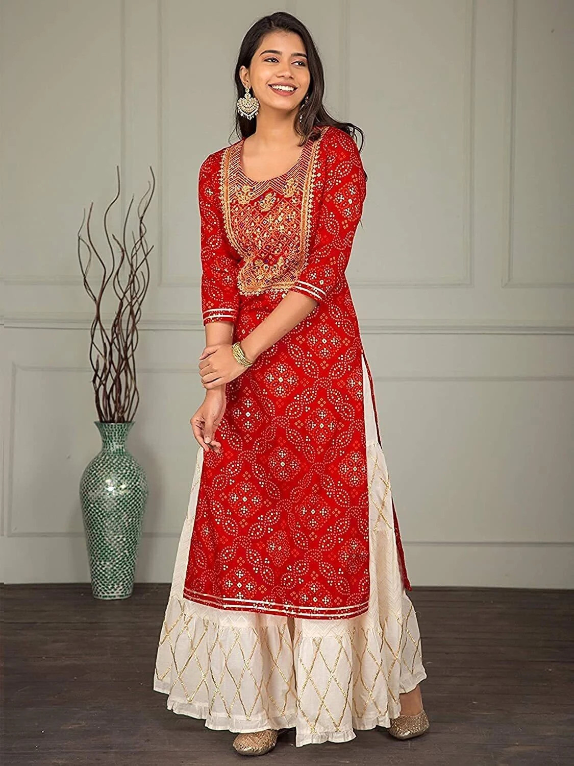 Image of RHUAN ENTRPRISES Embroidered Kurta, Sharara & Dupatta Set