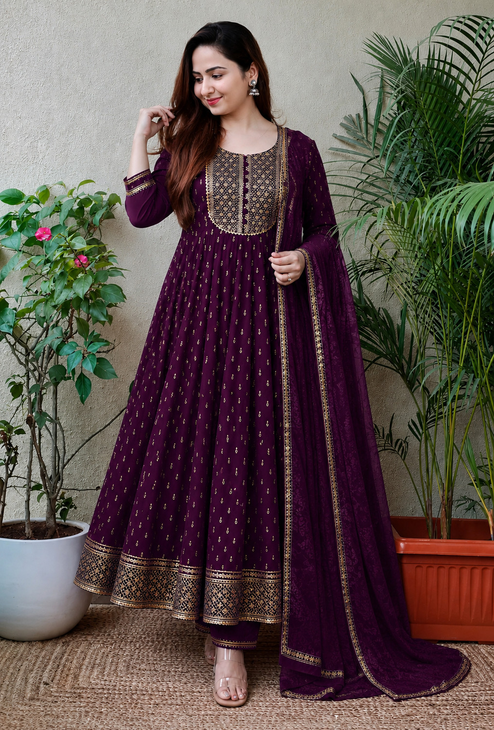 Image of Queenslifestyle Embroidered Kurta, Trouser /Pant & Dupatta Set