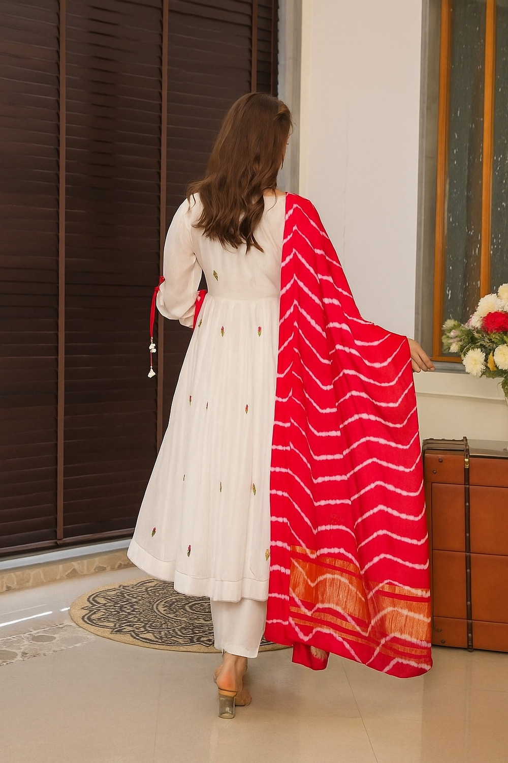 Image of AUREVA LIFESTYLE Embroidered Kurta, Trouser /Pant & Dupatta Set
