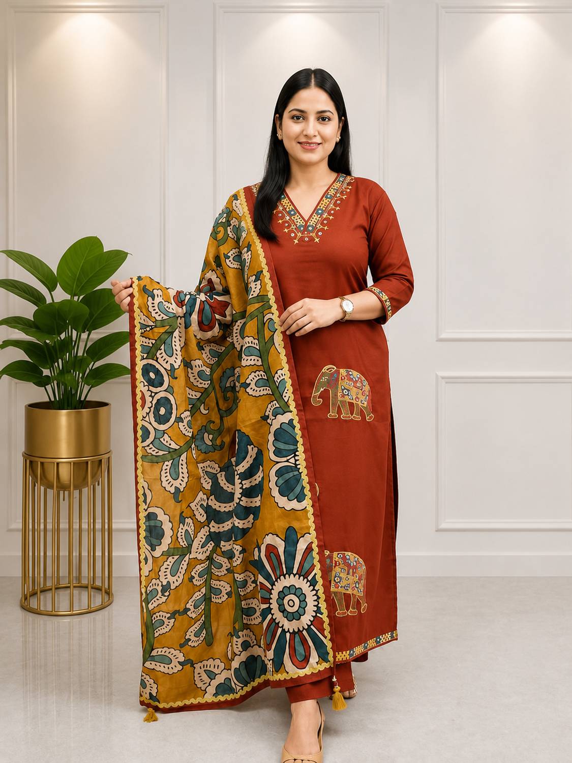 PILUDI Printed Kurta, Trouser & Dupatta Set - Image 1