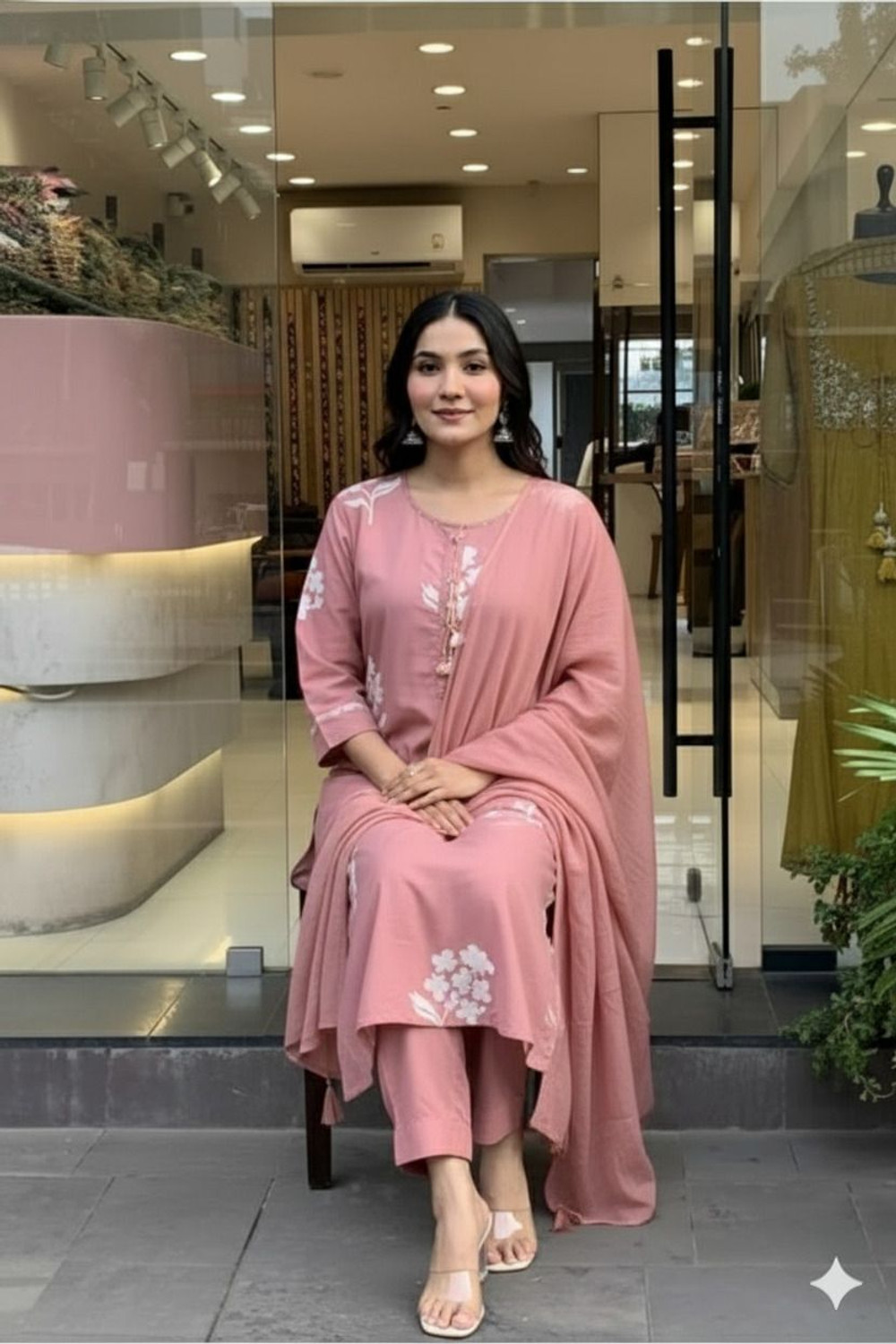 Image of BNA BNAYA Printed Kurta, Trouser /Pant & Dupatta Set