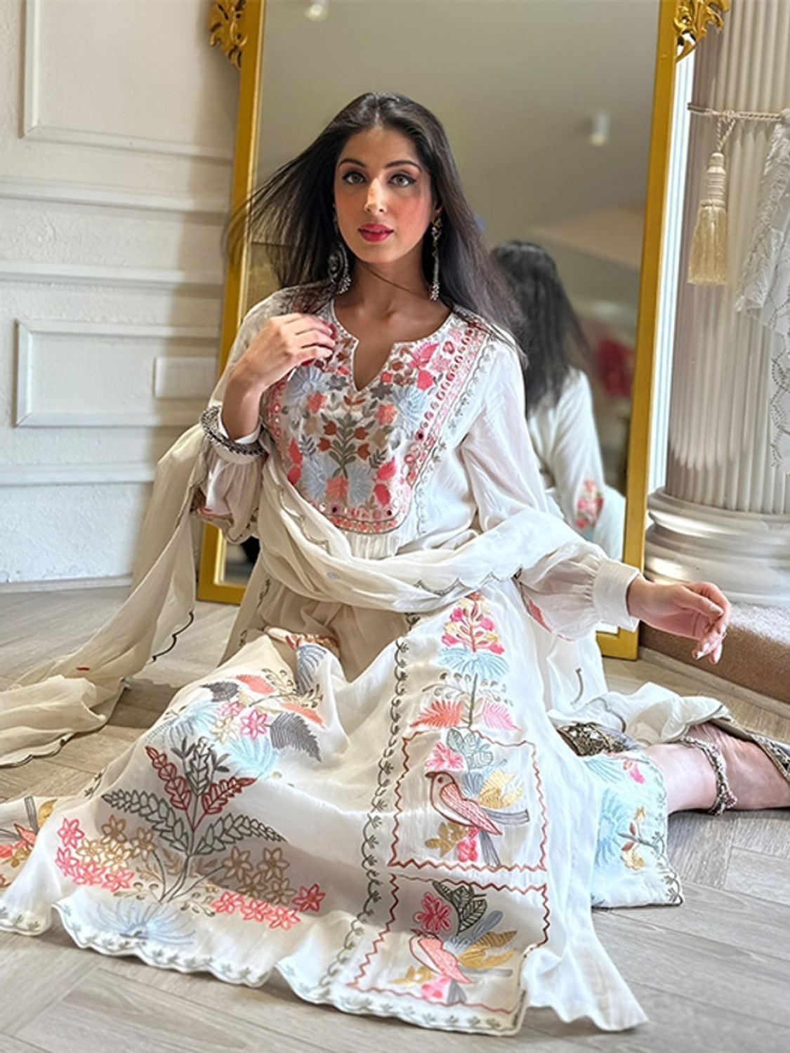 Image of GRISHU COLLECTION Embroidered Anarkali Kurta, Bottom & Dupatta Set