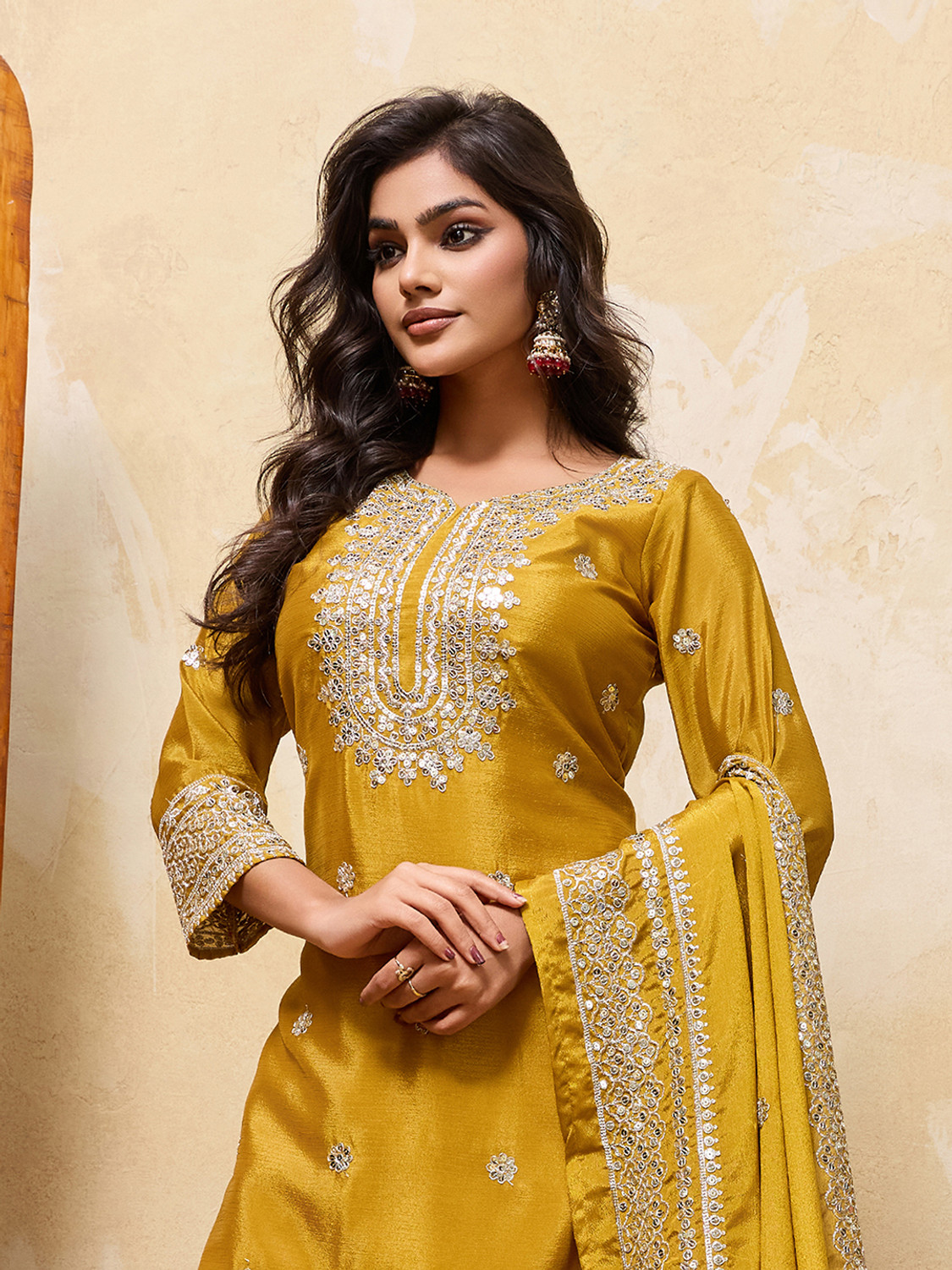 Image of GDAS Embroidered Kurta, Sharara & Dupatta Set