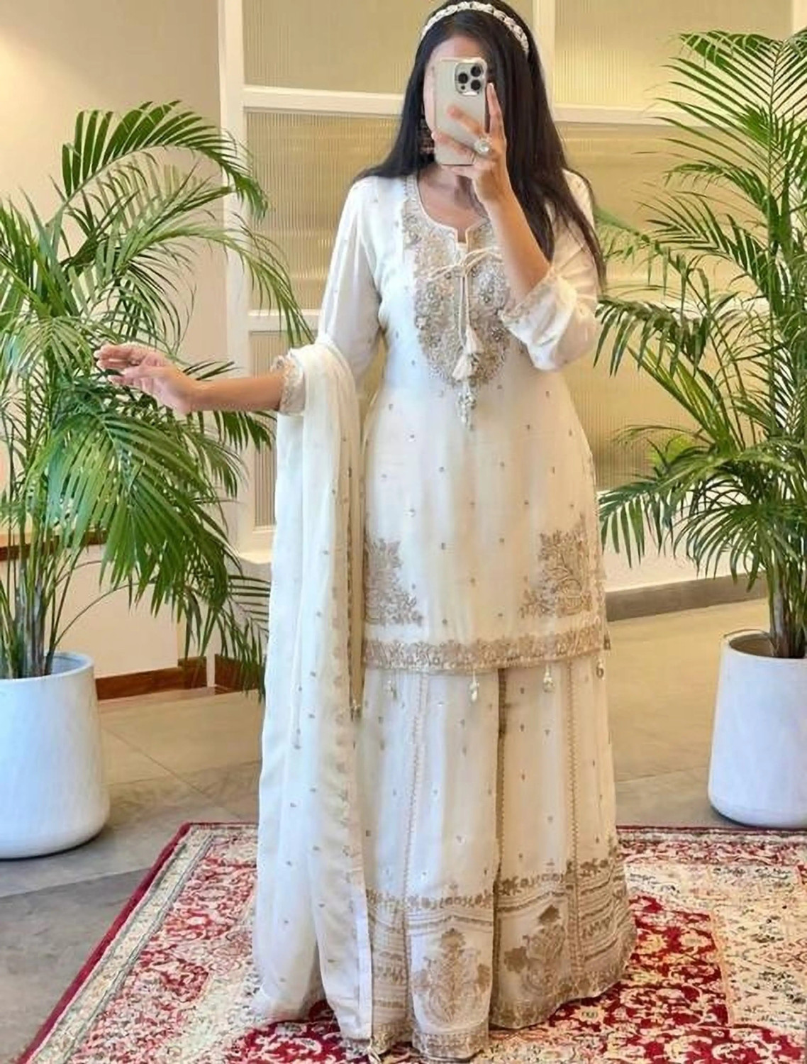 Image of ANERITEXARC Embroidered, Printed Kurta, Trouser /Pant & Dupatta Set