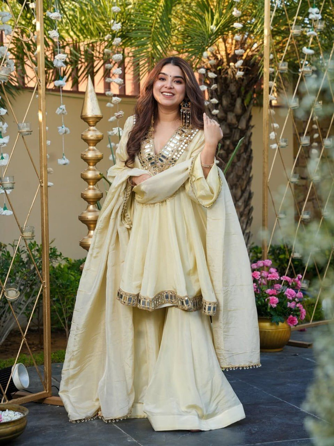 Image of SELLBOX Solid Kurta, Sharara & Dupatta Set