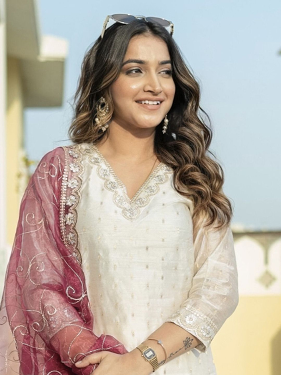 Image of VredeVogel Embroidered Kurta, Trouser /Pant & Dupatta Set